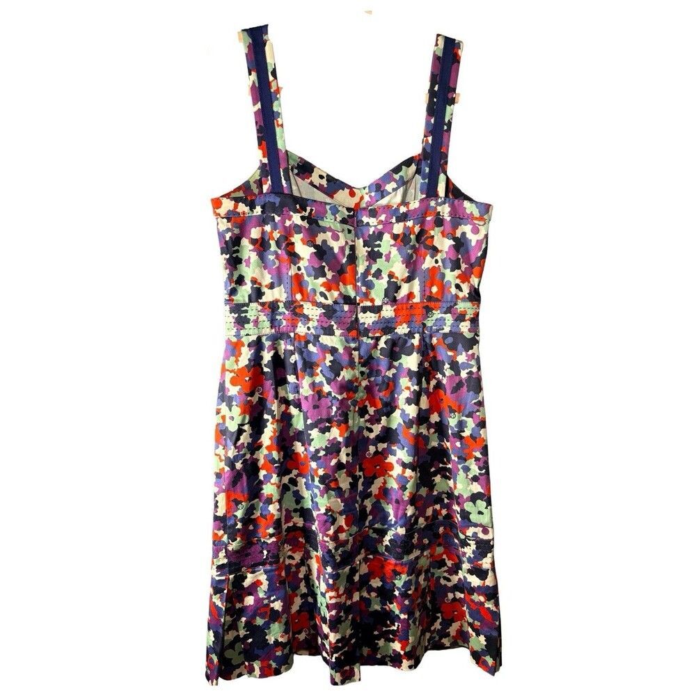 Tory Burch Berdine Floral Dress Size 8 Fit Flare Cotton Sweetheart - Picture 5 of 9